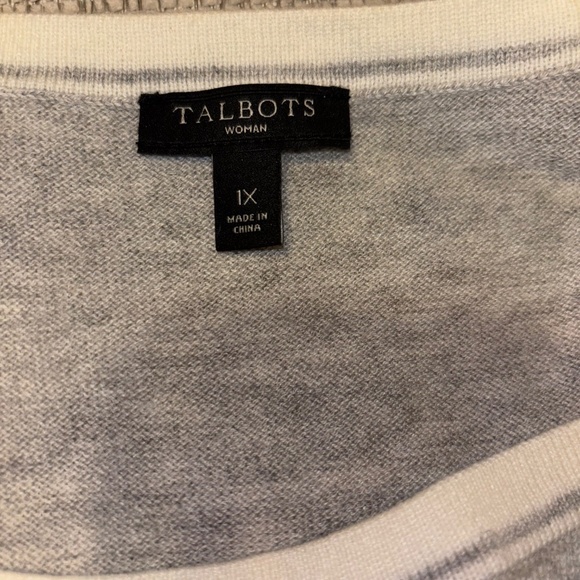 Talbots  Cotton/ Cashmere Gray Polka Dot  Sleeveless Sweater Sz 1X - Picture 2 of 7